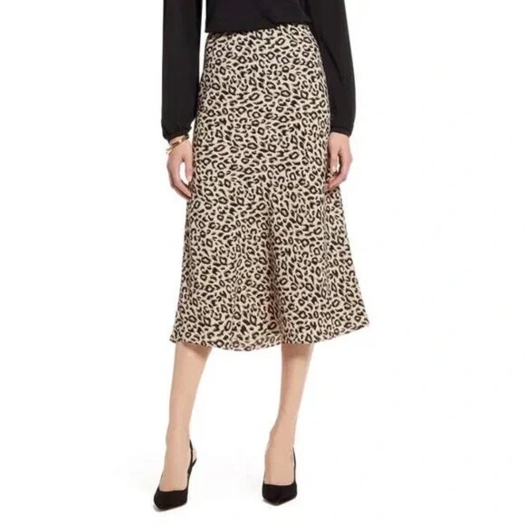 Halogen Leopard Print Elastic Pull On Midi Skirt XXS - Picture 2 of 9